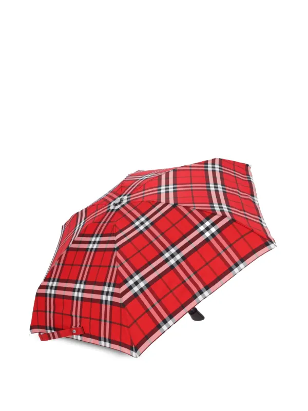 Burberry バーバリー　雨傘　チェック　ボルドー　レッド Burberry チェック傘 | レッド | FARFETCH JP