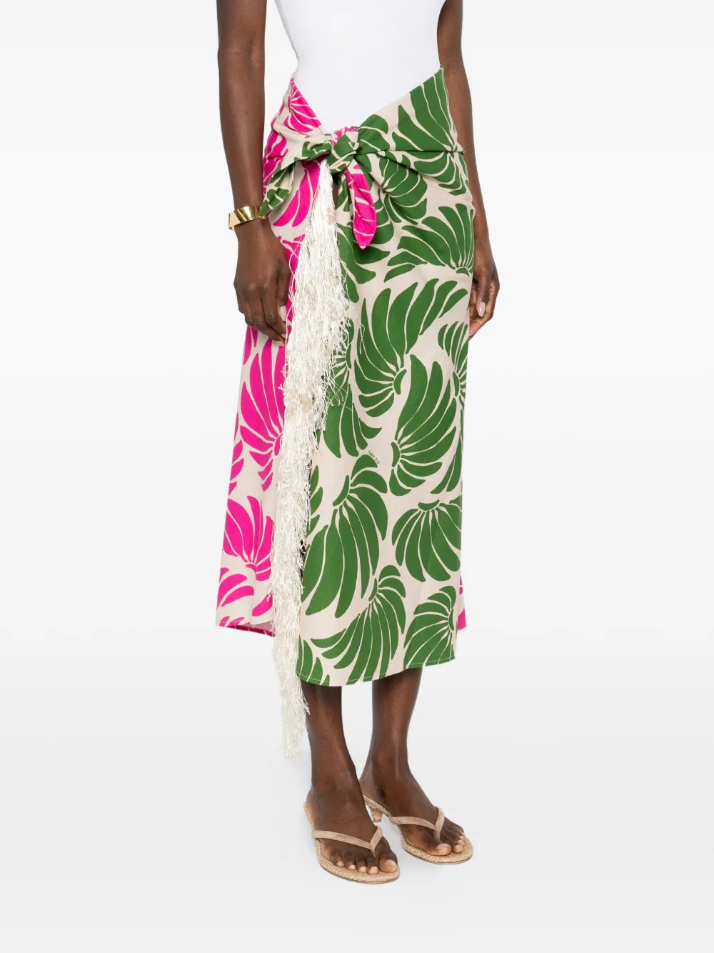 FARM Rio Banana Wings midi-rok Groen