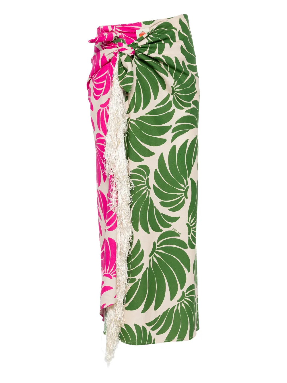 FARM Rio fringe floral-print skirt - Verde