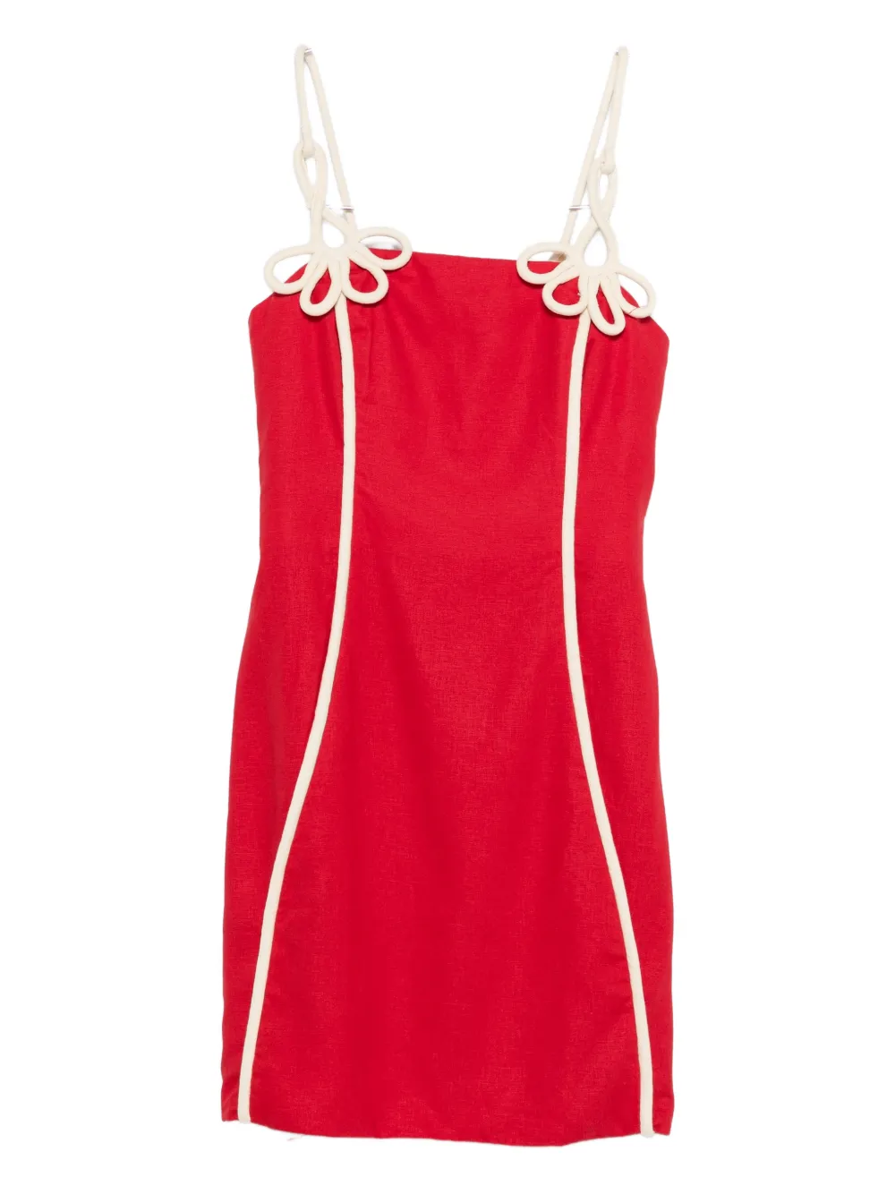 FARM Rio flower strap piped mini dress - Rosso