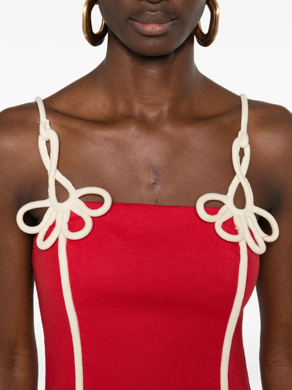 FARM Rio Mini-jurk met bloembandje en afwerking Rood