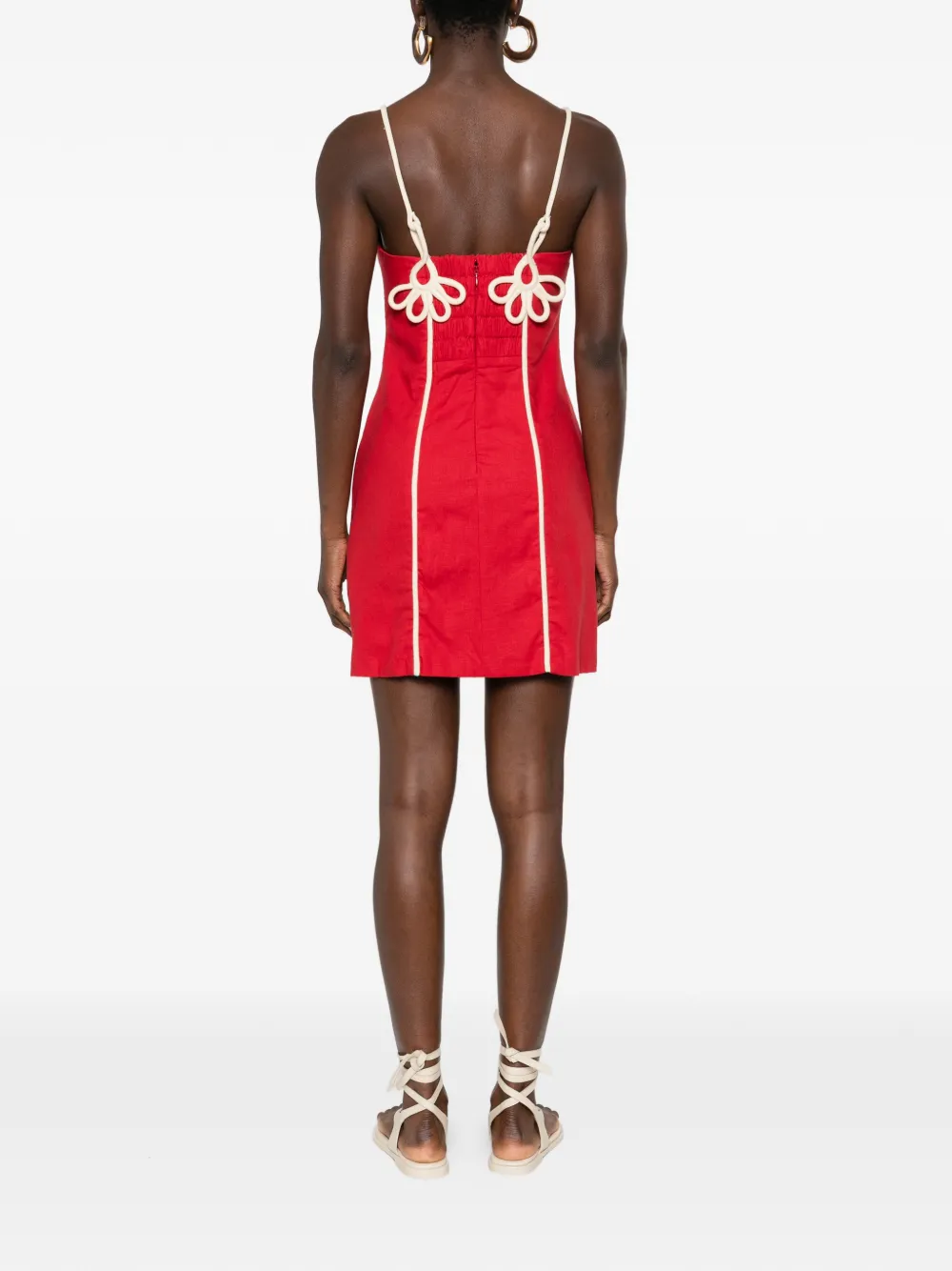 FARM Rio Mini-jurk met bloembandje en afwerking Rood