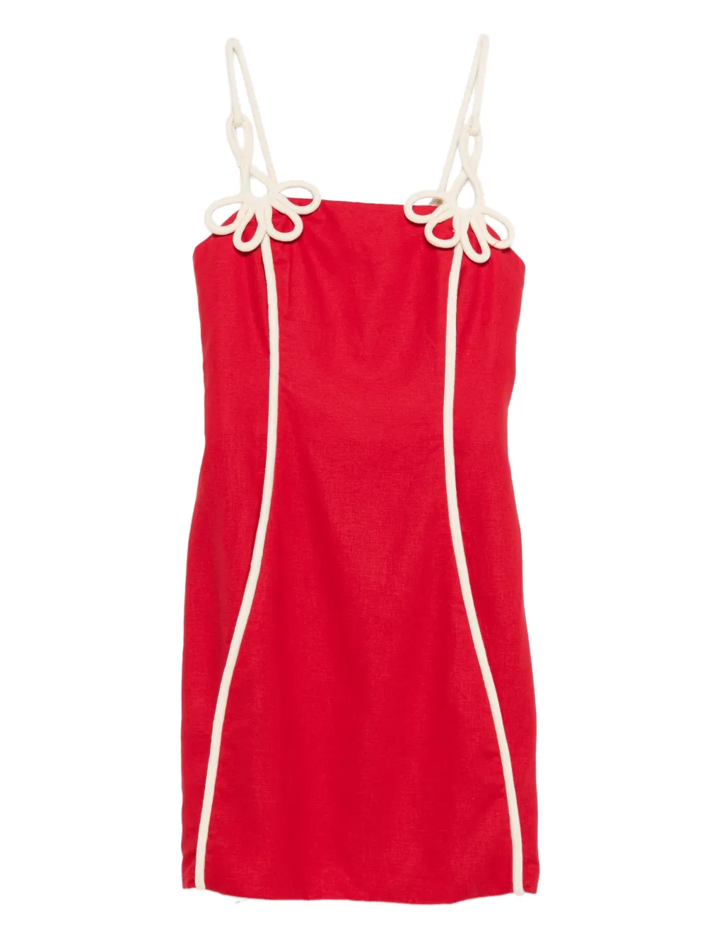 FARM Rio flower strap piped mini dress - Rosso