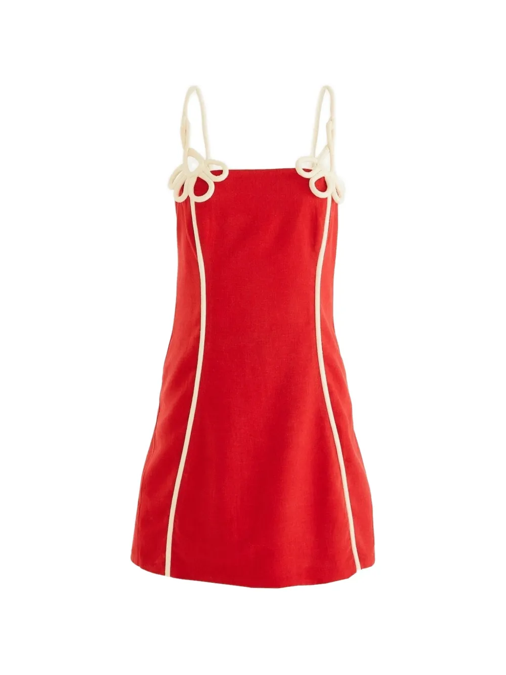 FARM Rio flower strap piped mini dress