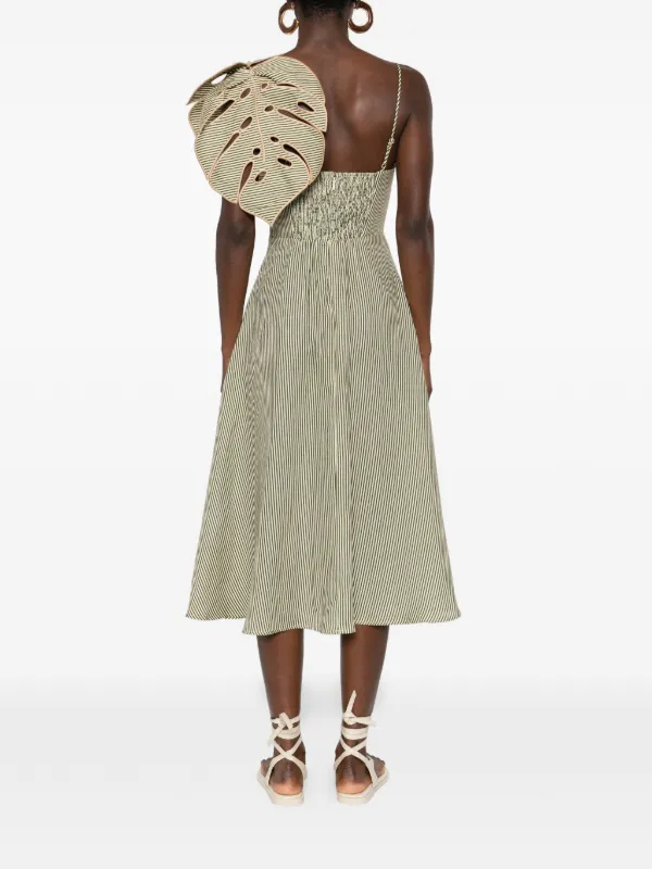 farm rio green and white striped dress Farm Rio Green Striped Midi Dress by Farm Rio