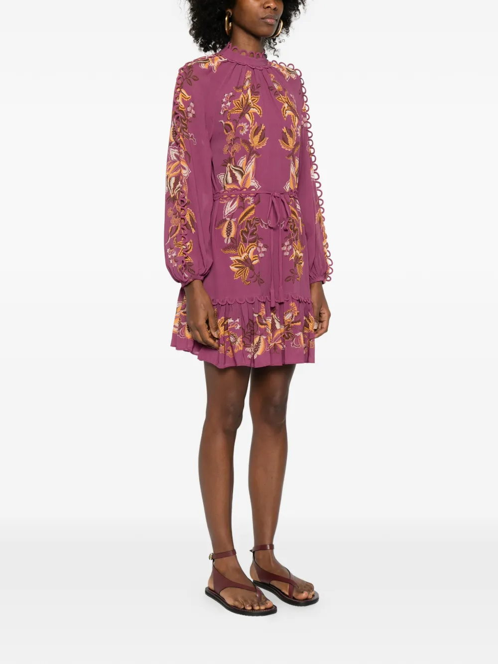  Farm Rio Ruffled Floral Mini Dress - Pink 