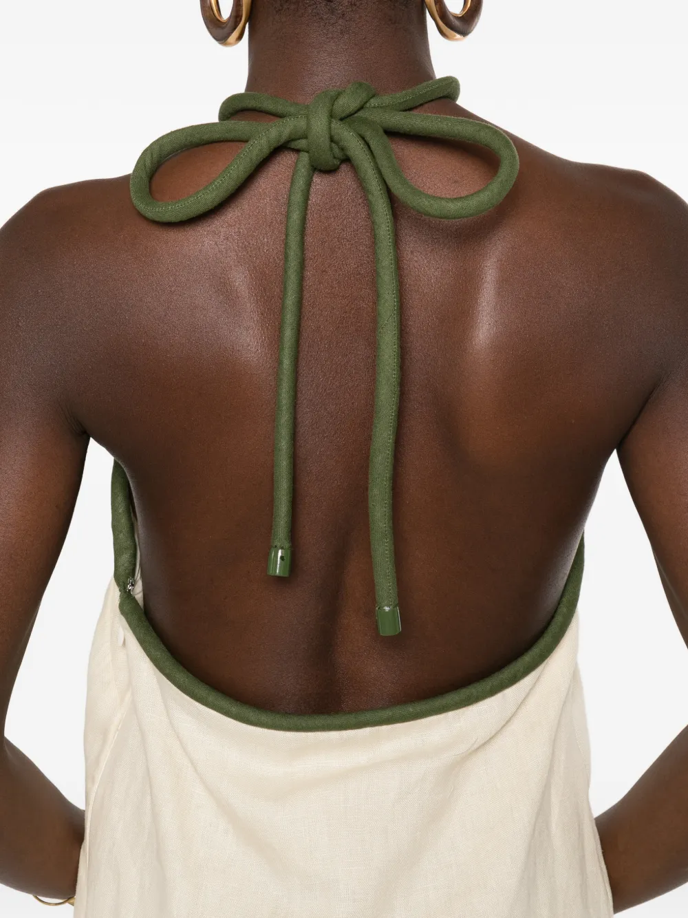 Farm Rio Palm Tree Halterneck Mini Dress - Neutrals