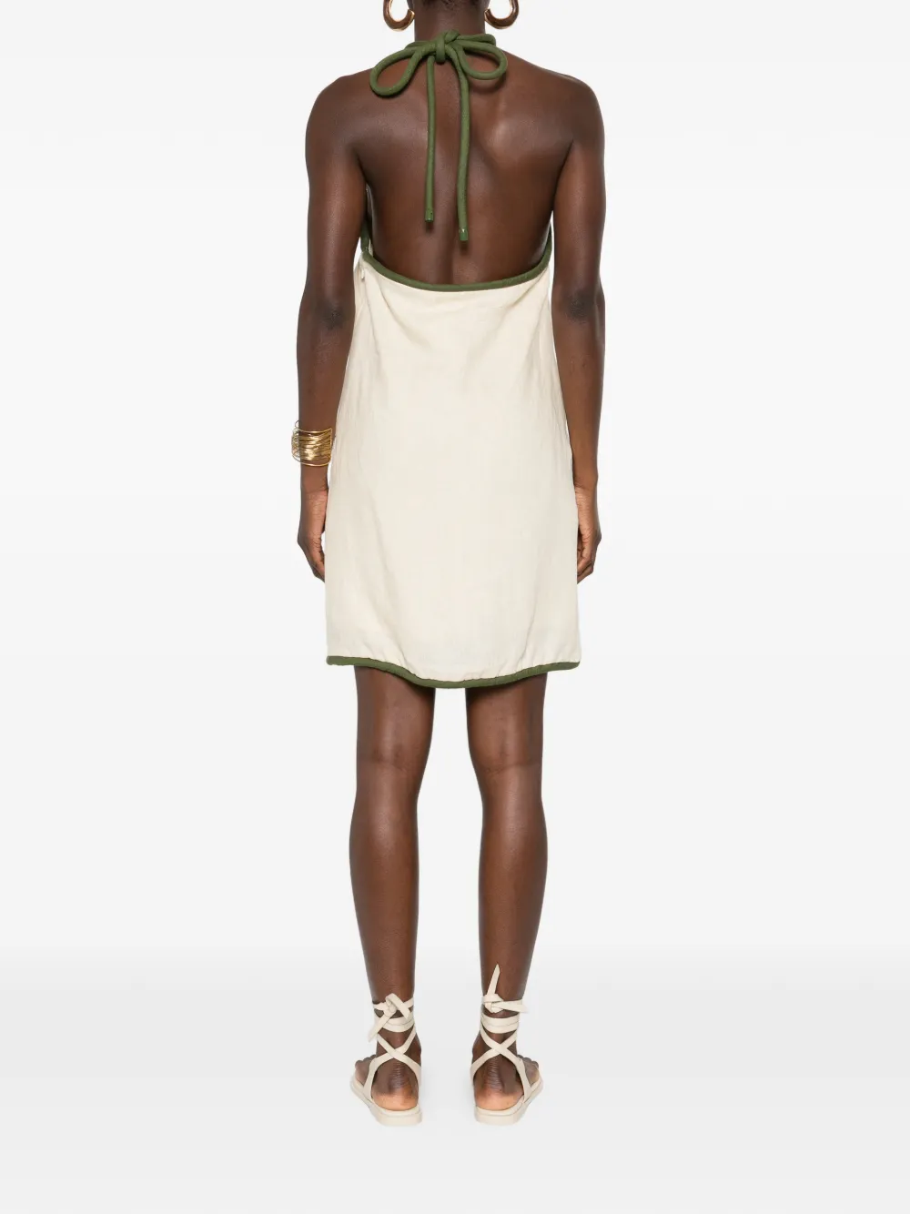 Farm Rio Palm Tree Halterneck Mini Dress - Neutrals Farm Rio Palm Tree Halterneck Mini Dress - Neutrals