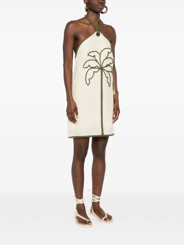 open lace back dress White Palm Tree Cutwork Mini Dress – FARM Rio main image 0