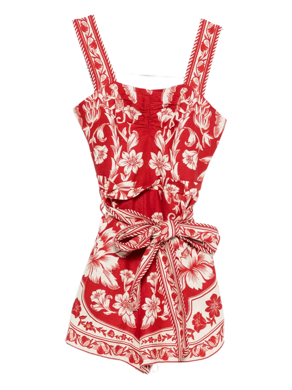 FARM Rio floral belt palysuit - Rosso