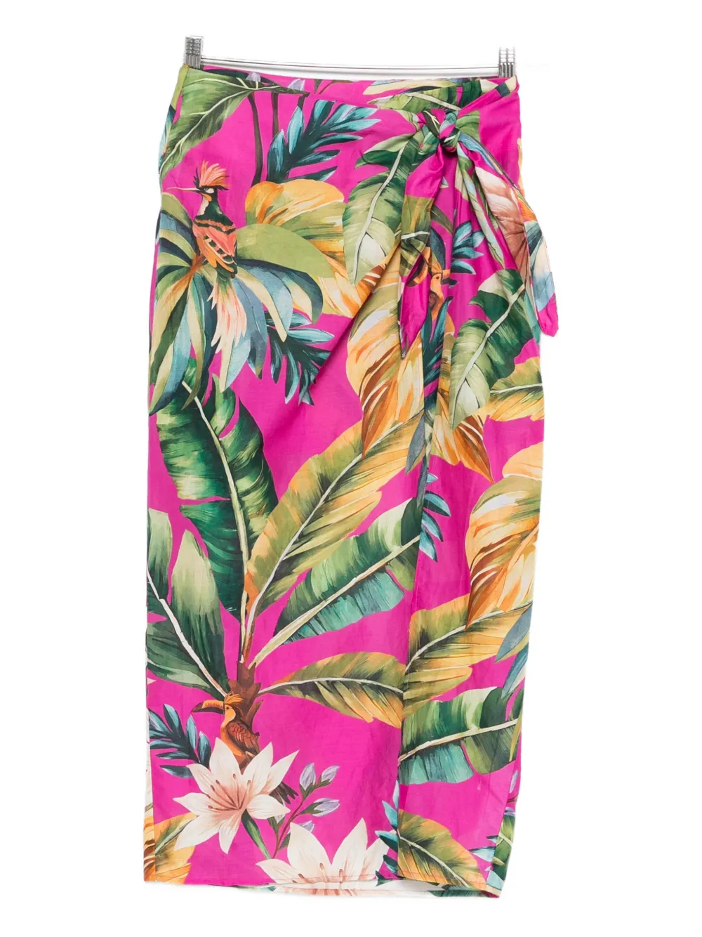 FARM Rio tie floral midi skirt - Rosa