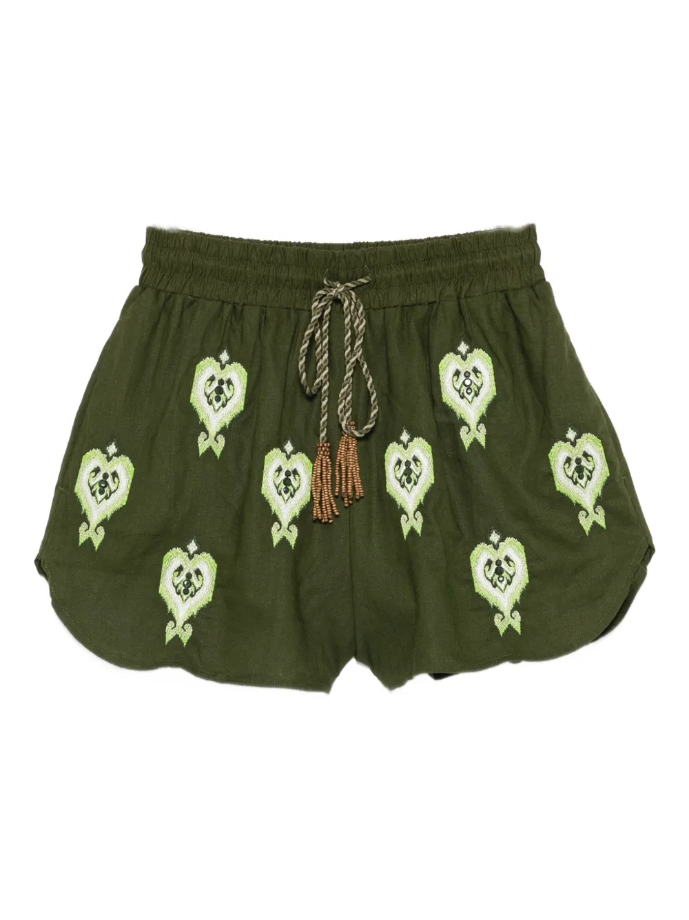 FARM Rio embroidered drawstring shorts - Verde
