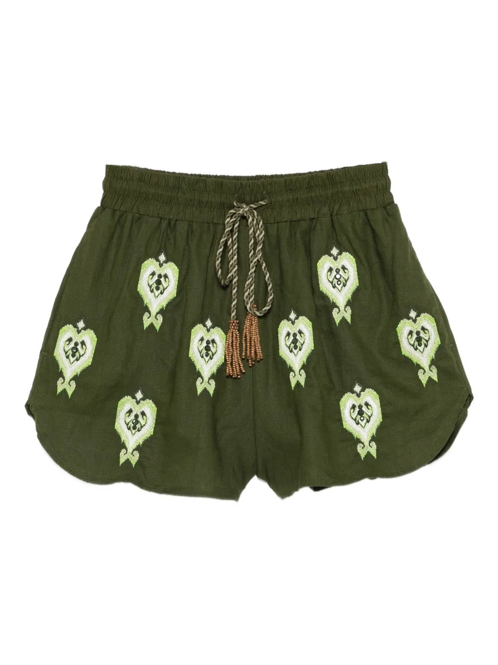 FARM Rio embroidered drawstring shorts - Verde