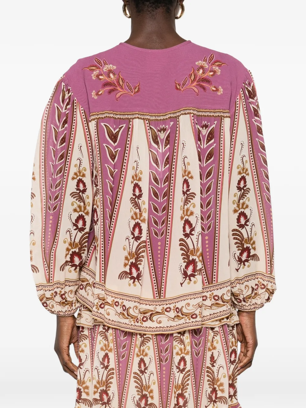 FARM Rio Blouse met geborduurde bloemen Paars