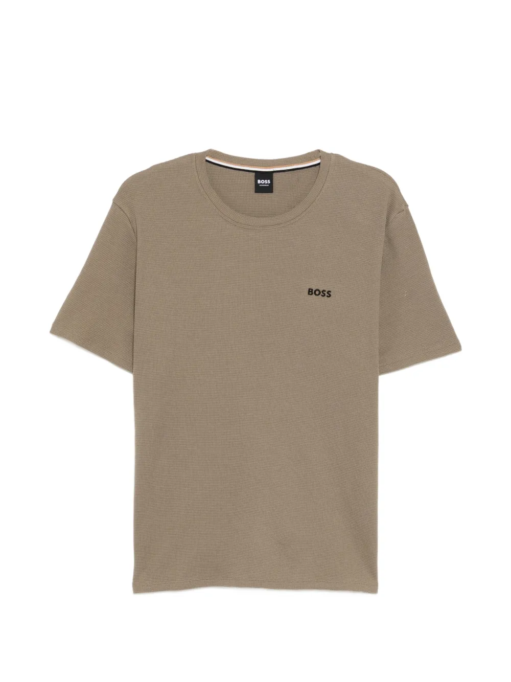 BOSS Waffeloptik-T-Shirt mit Logo-Stickerei - Nude