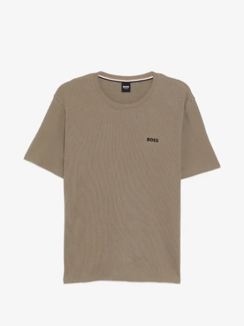 BOSS logo-embroidered waffle T-shirt