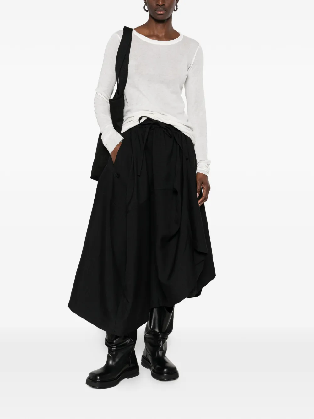 Y-3 asymmetric-hem midi skirt - Zwart
