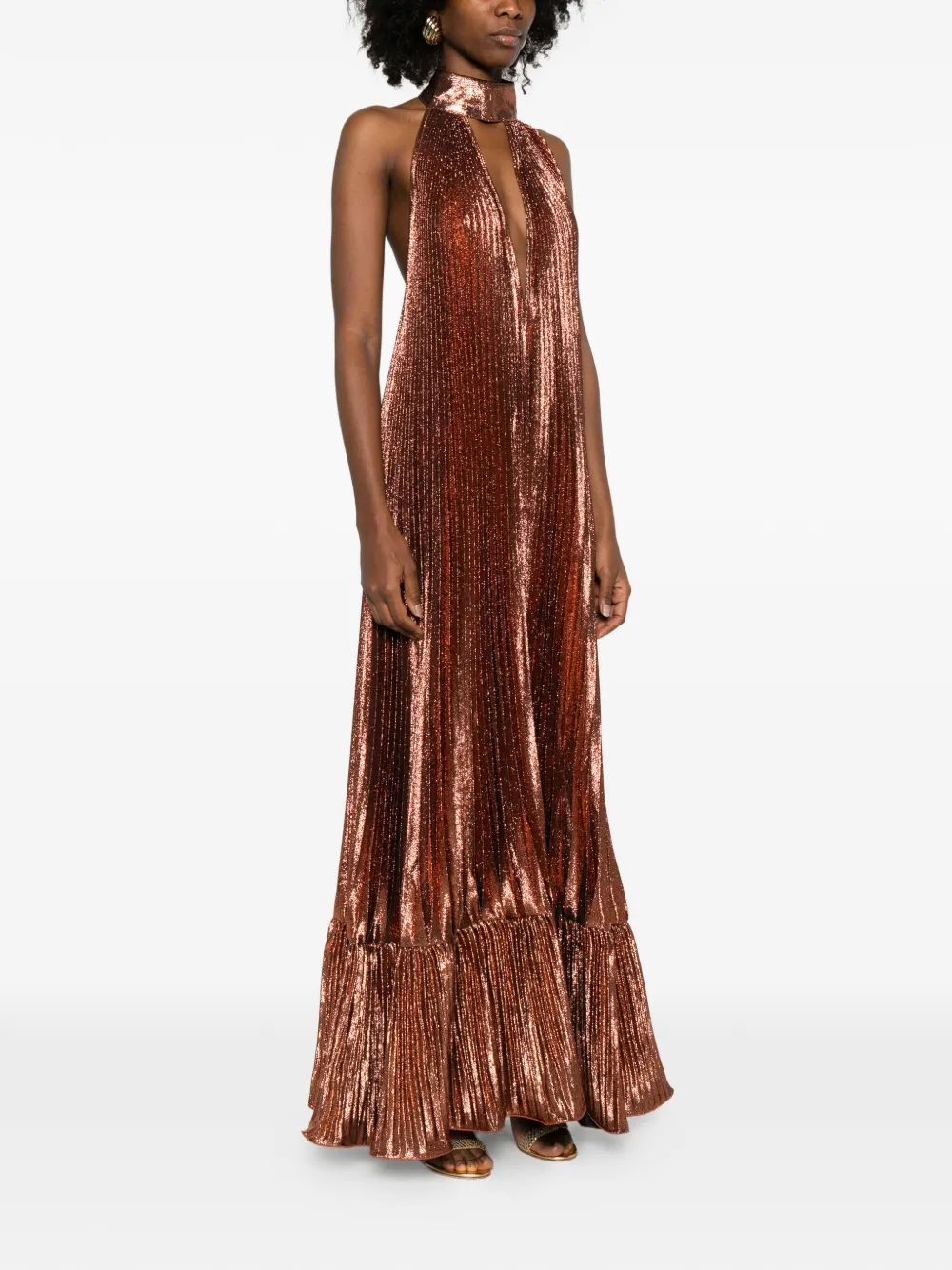  L'idée Pleated Maxi Dress - Brown 