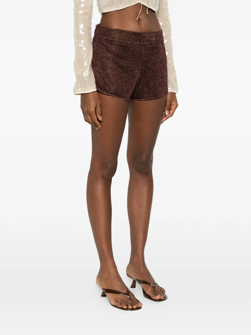  Oséree Lumière Shimmer Shorts - Brown 