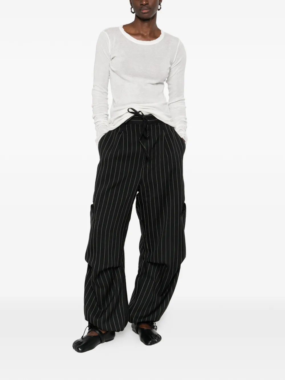 Y-3 stripe-pattern trousers - Zwart