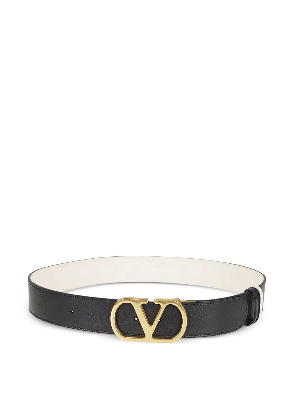  Valentino Garavani V-logo Leather Belt - Black 