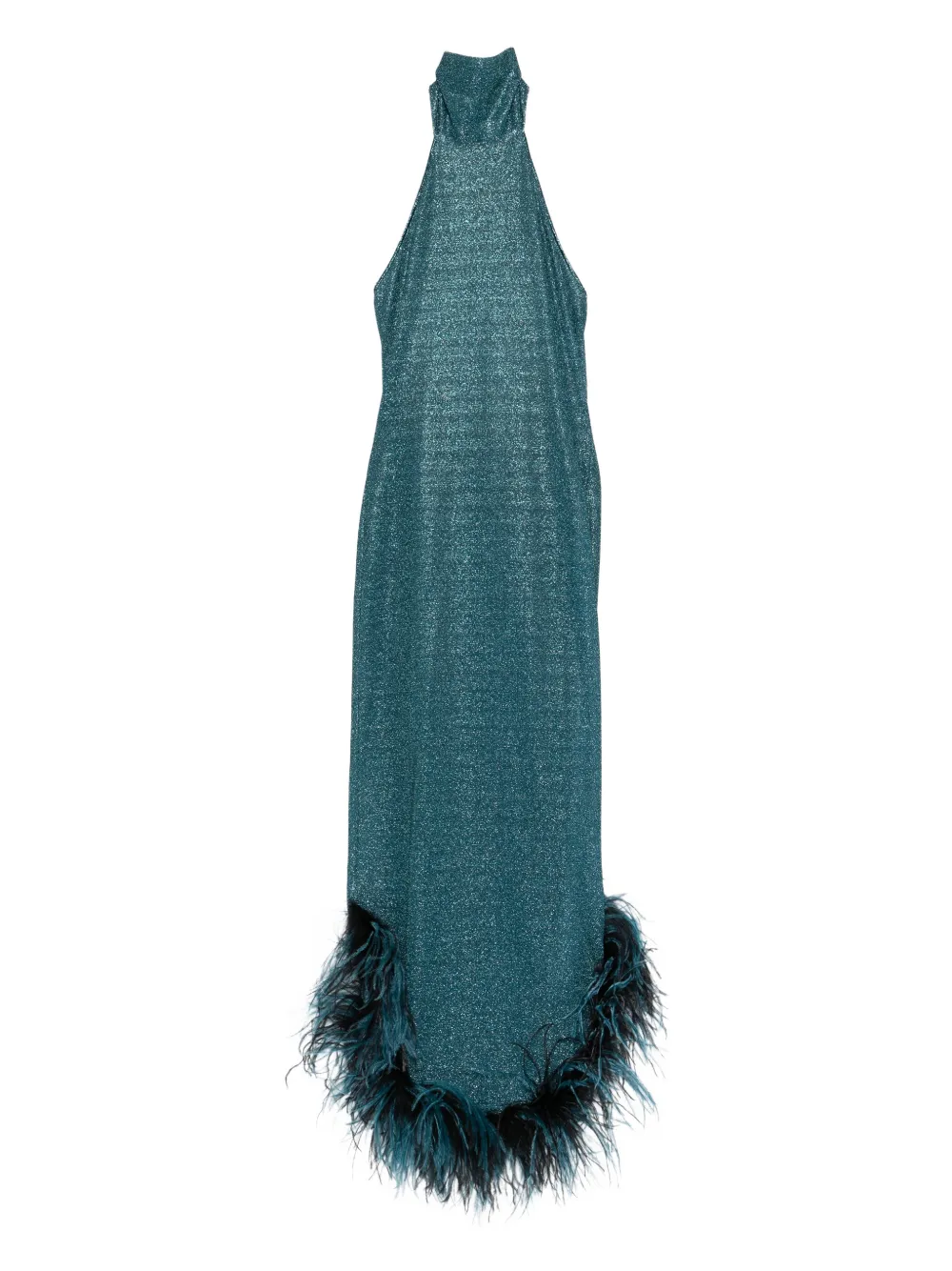 Oséree Lumière Plumage halterneck dress - Blue