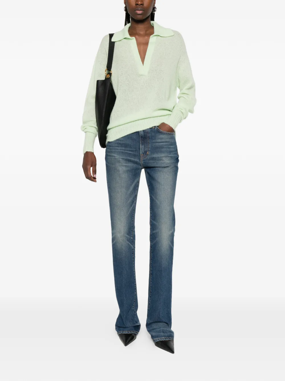  Tom Ford V-neck Collared Sweater - Green 