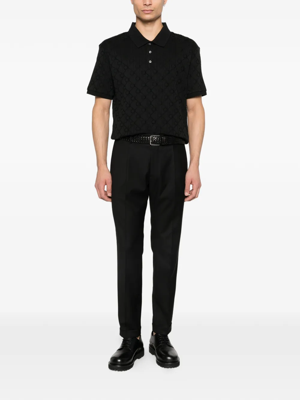 Calvin Klein logo-jacquard polo shirt - Zwart