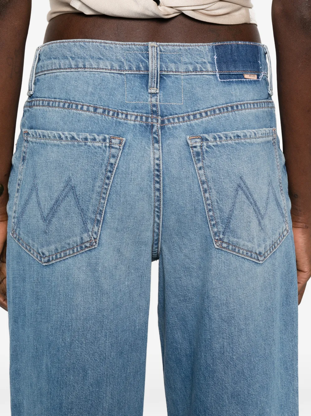 MOTHER Spinner Zip Sneak jeans met wijde pijpen Blauw