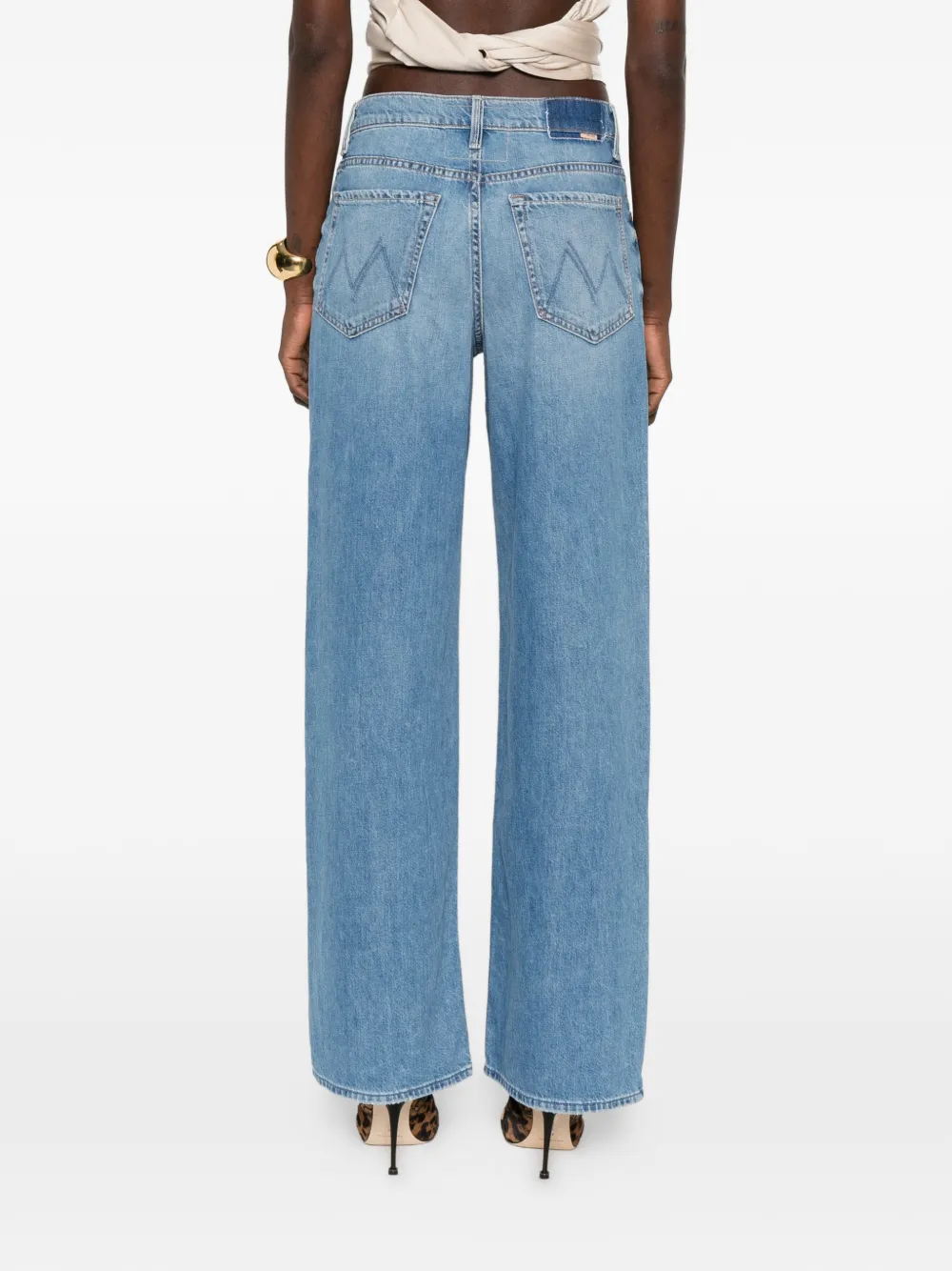 MOTHER Spinner Zip Sneak jeans met wijde pijpen Blauw