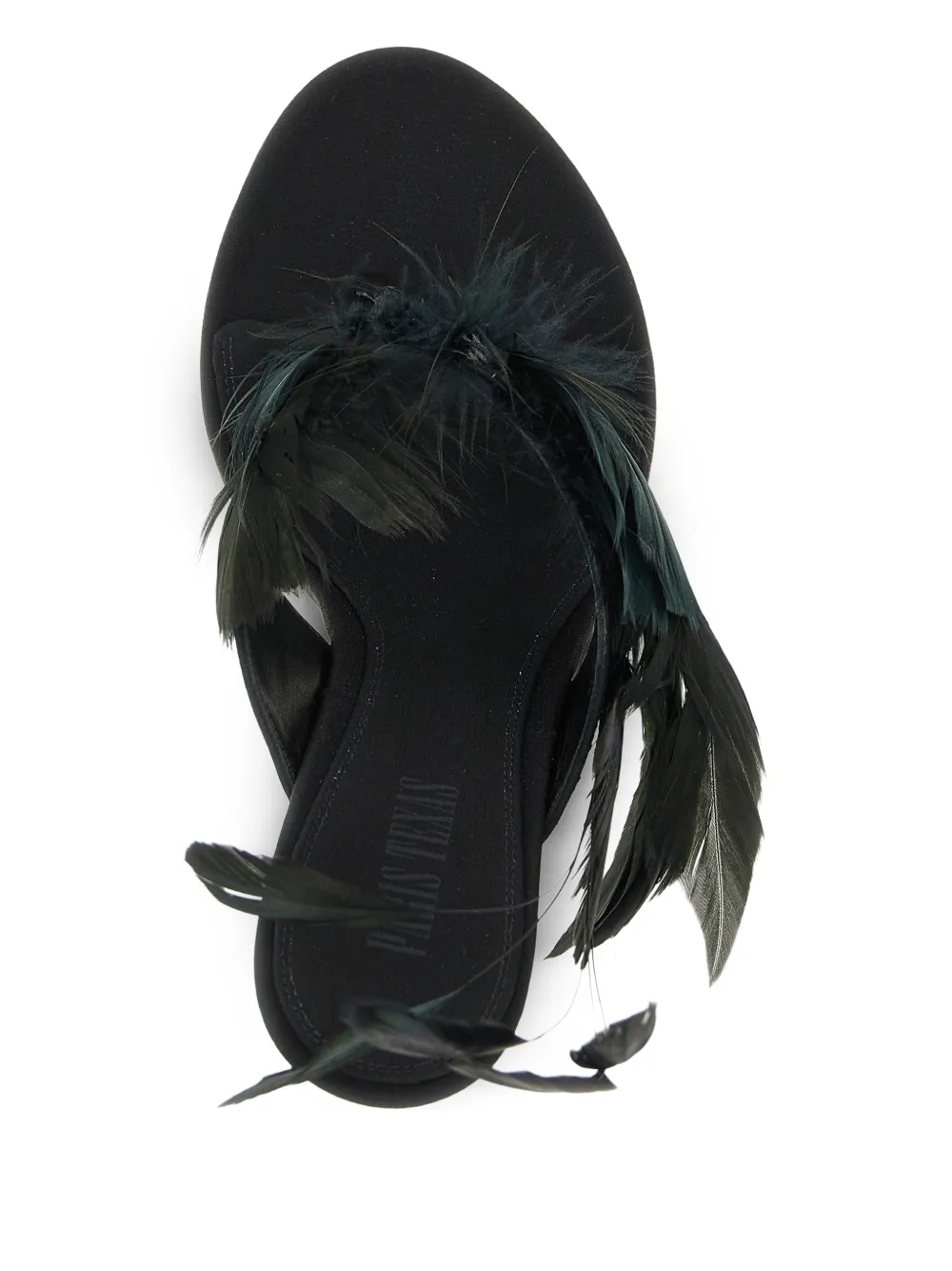 Paris Texas Lidia Feather Thong suède muiltjes Zwart