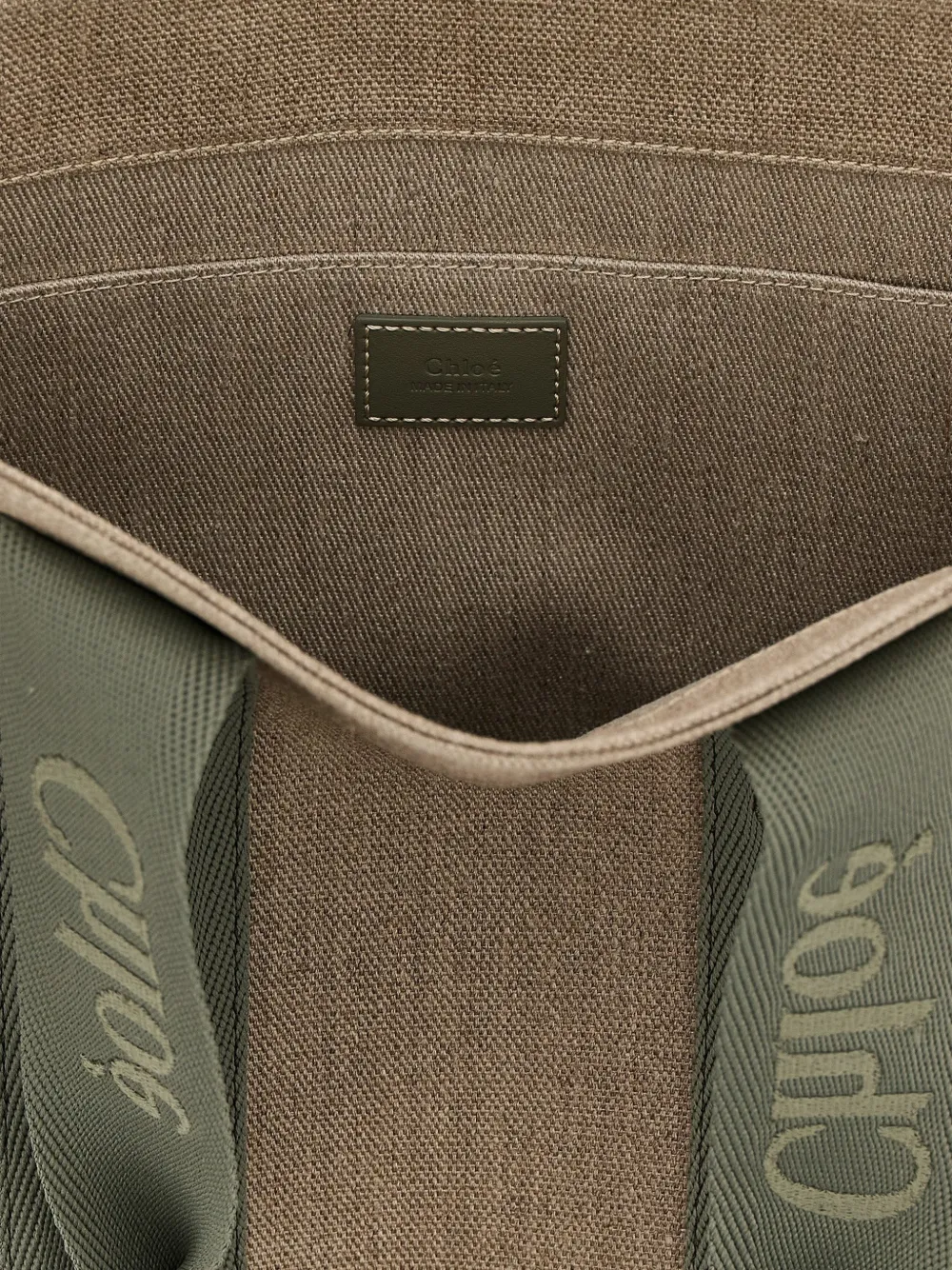 Chloé Leren shopper met logo Beige