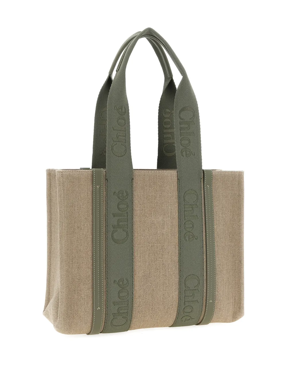 Chlo&eacute; Leren shopper met logo - Beige