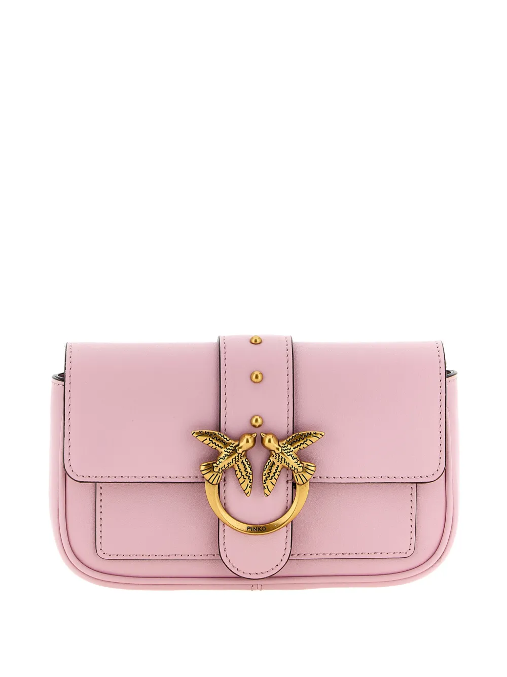Pinko Pocket Love One Studs Birds Crossbody Bag In Pink