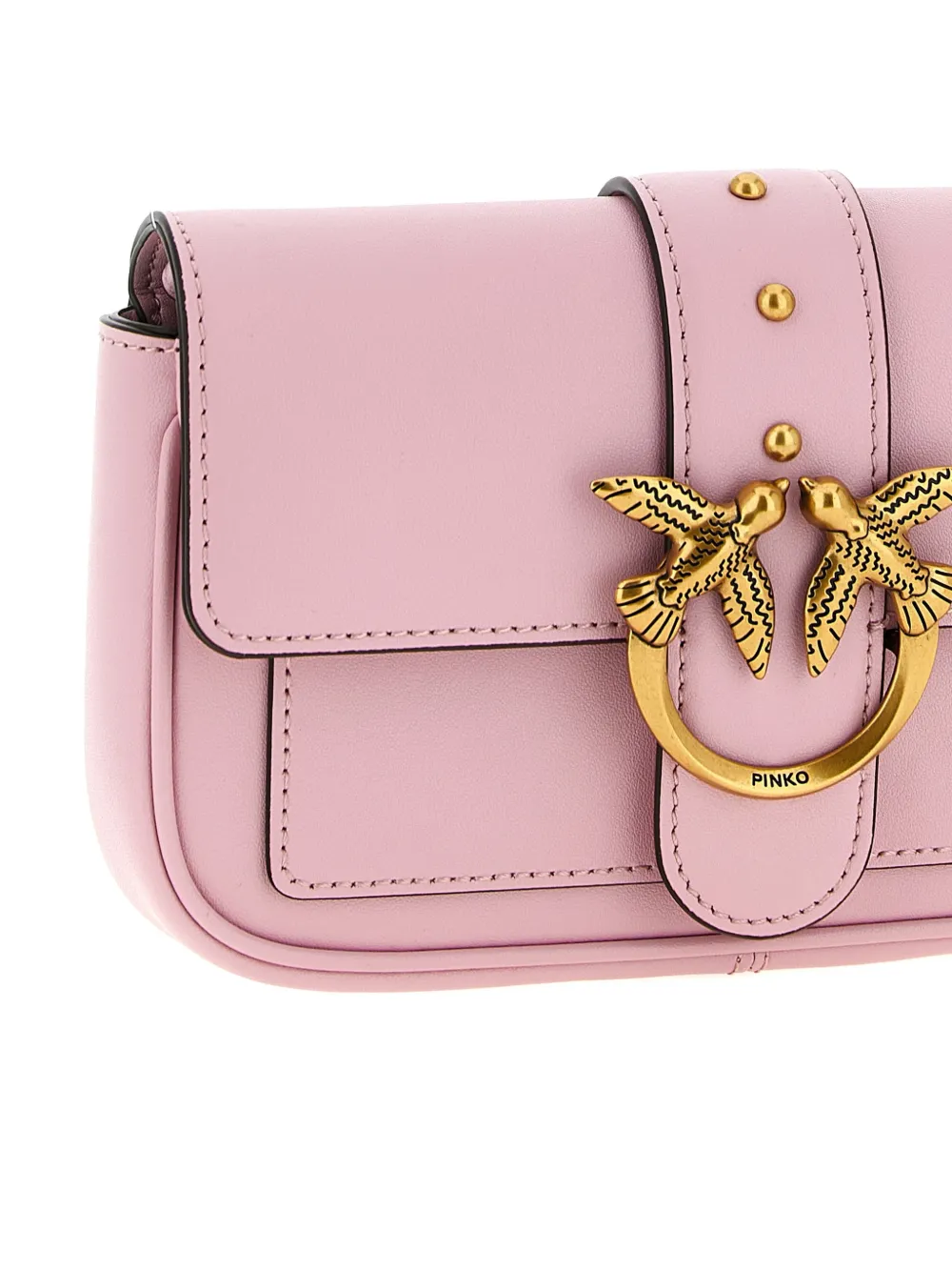 Pinko Pocket Love One Studs Birds Crossbody Bag In Pink