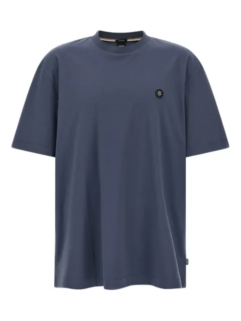 BOSS C-Taut 01 metal logo patch crewneck T-shirt