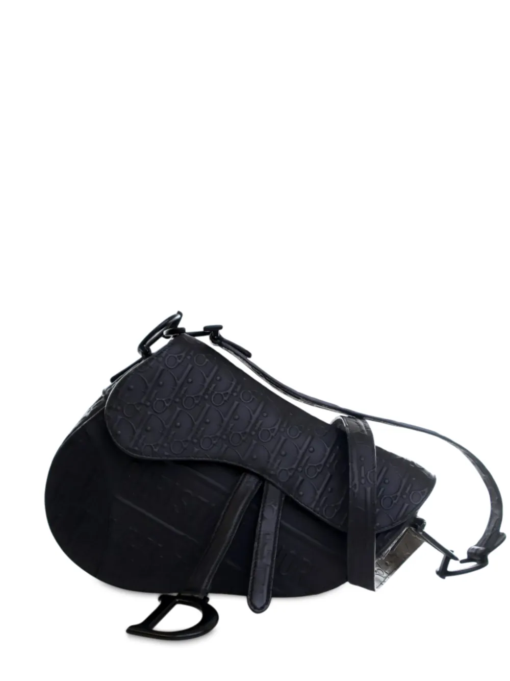 Christian Dior Pre-Owned 2022 Oblique Embossed Calfskin Saddle Bag shoulder bag - Nero