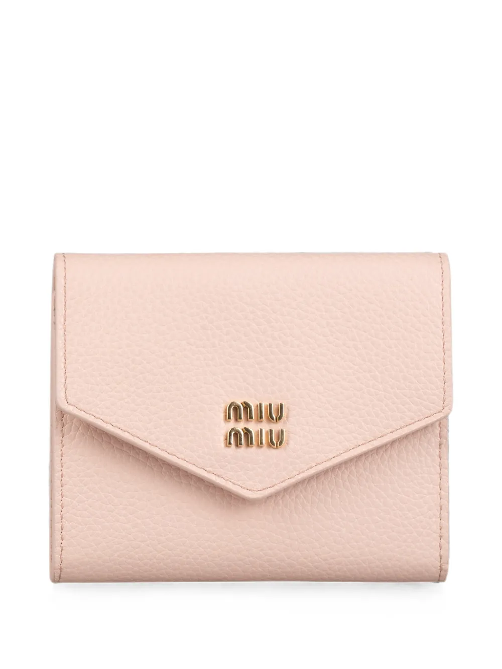 Miu Miu logo-plaque pebbled leather wallet - Rosa