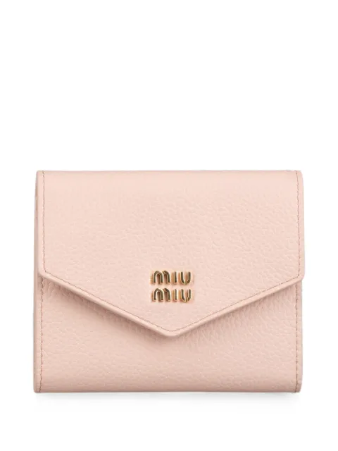 Miu Miu logo-plaque pebbled leather wallet