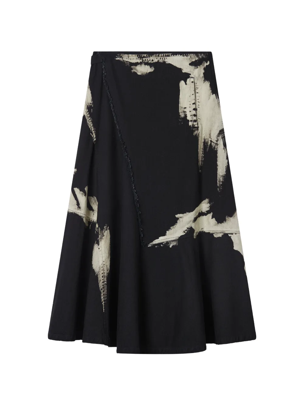 Y's raw-edge patterned skirt - Nero