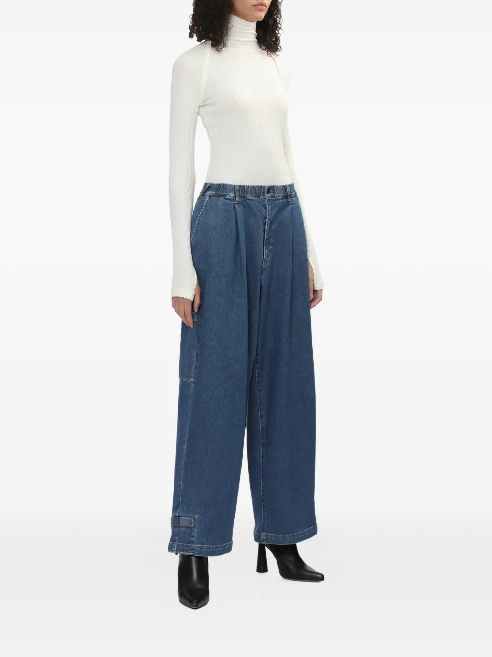 Helmut Lang Ribgebreid T-shirt met col Wit