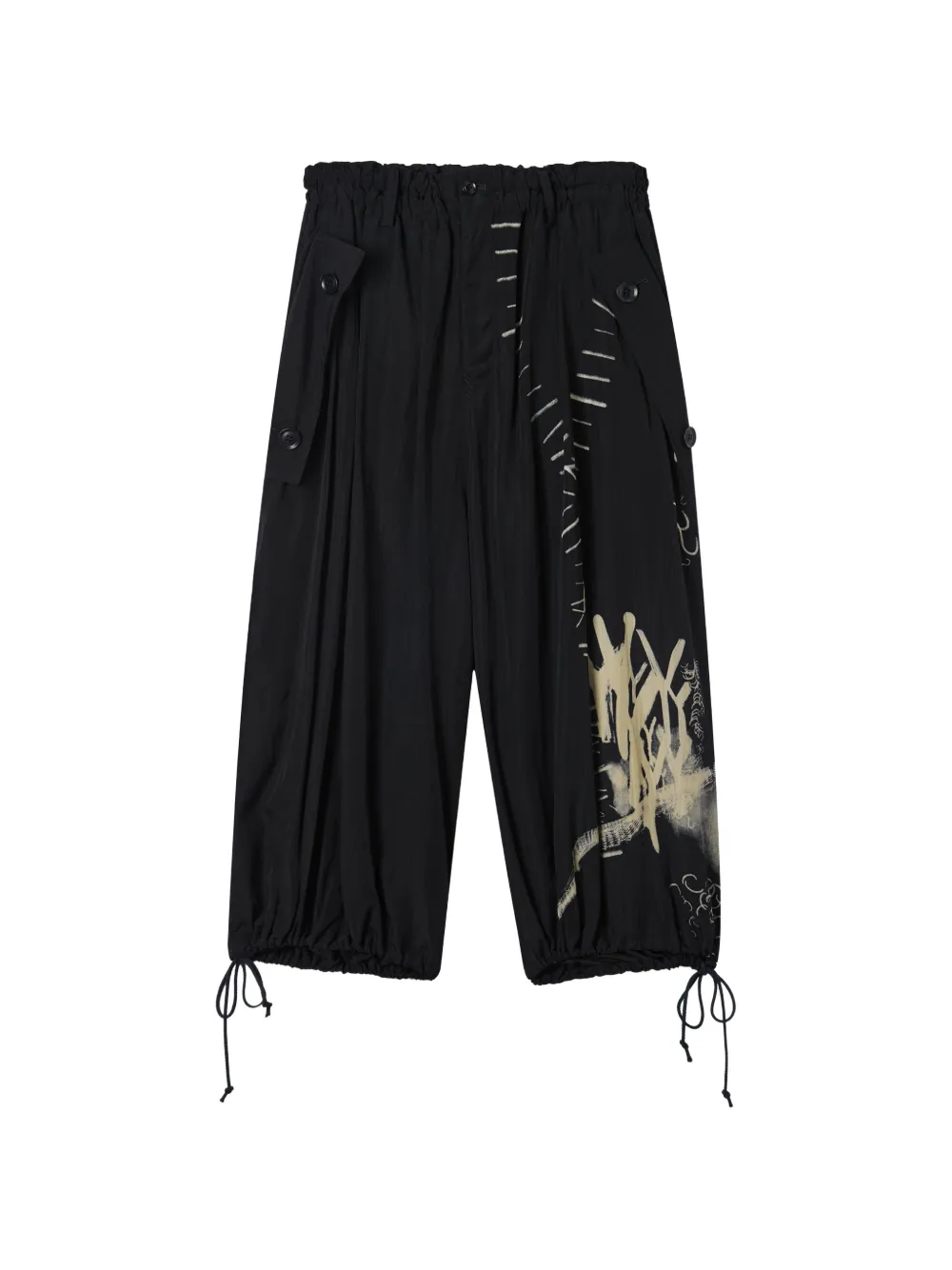 Y's drawstring printed trousers - Nero