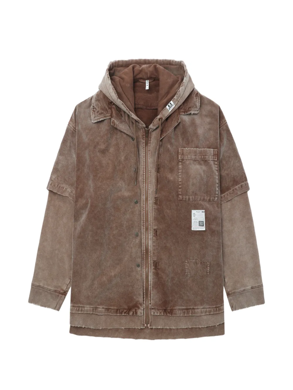Maison MIHARA YASUHIRO hooded corduroy layered shirt - Marrone