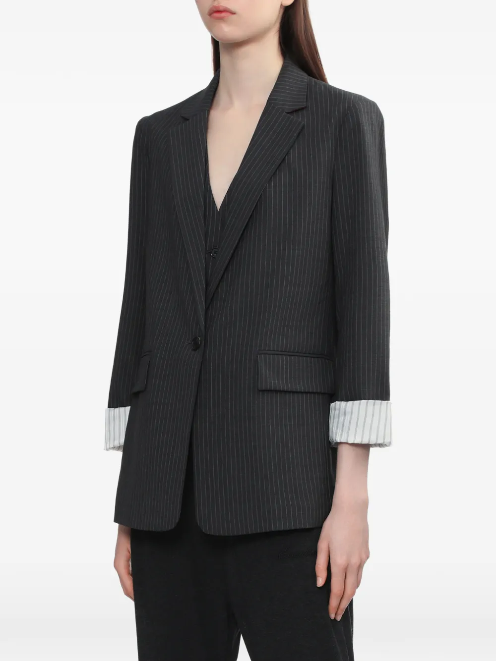 Rag & Bone Blazer A Rayas Diplomáticas - Gris 