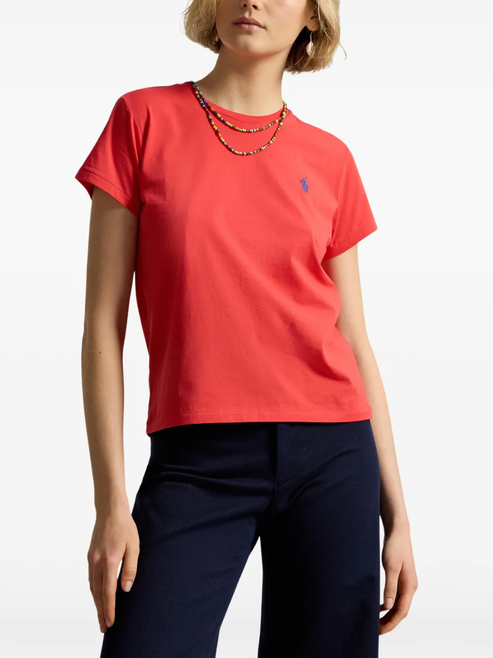 Polo Ralph Lauren T-shirt met borduurwerk en ronde hals Rood