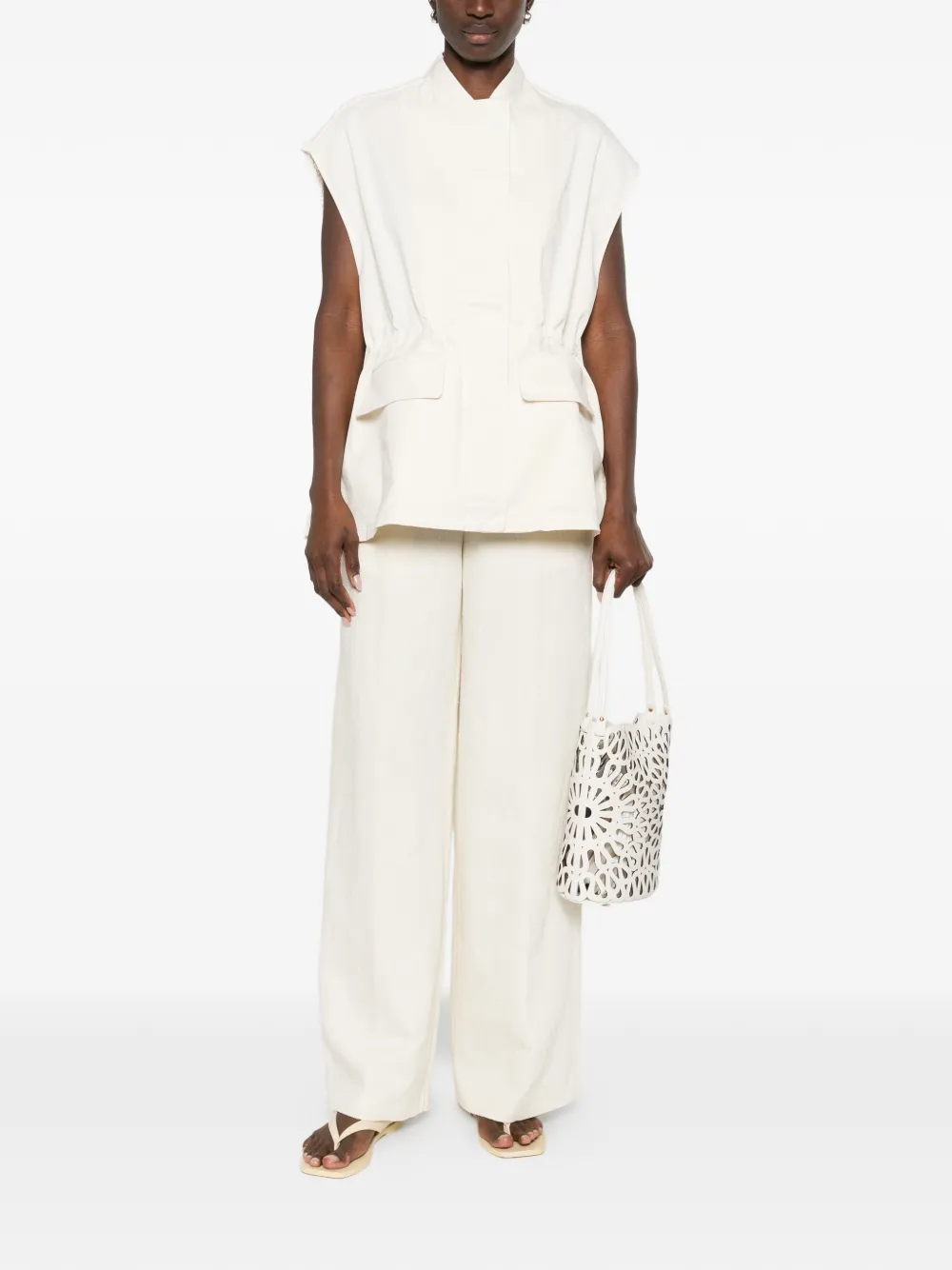 Fabiana Filippi Gilet met gehaakt vlak Beige