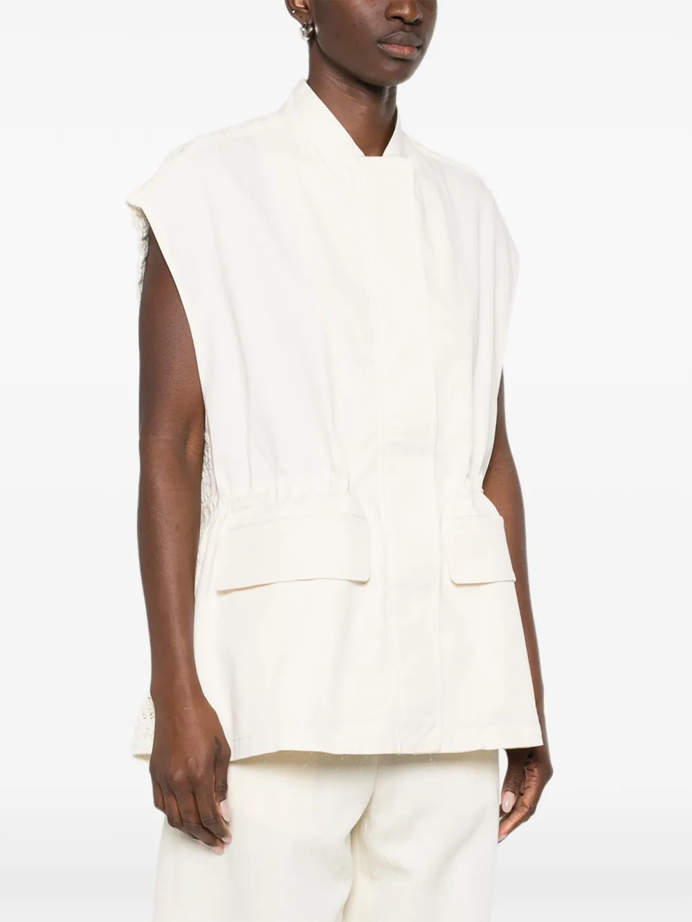 Fabiana Filippi Gilet met gehaakt vlak Beige