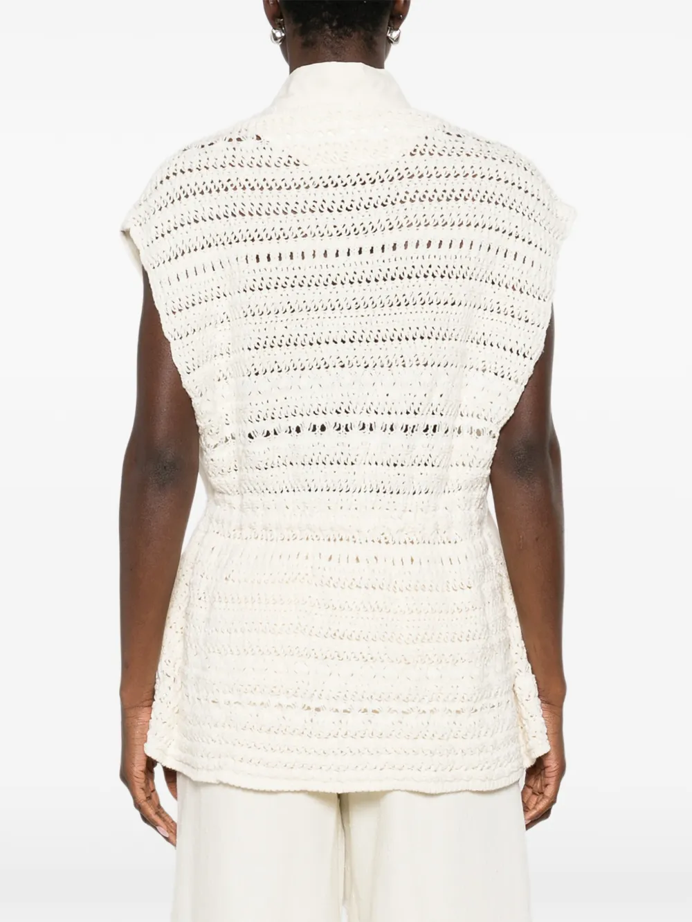 Fabiana Filippi Gilet met gehaakt vlak Beige