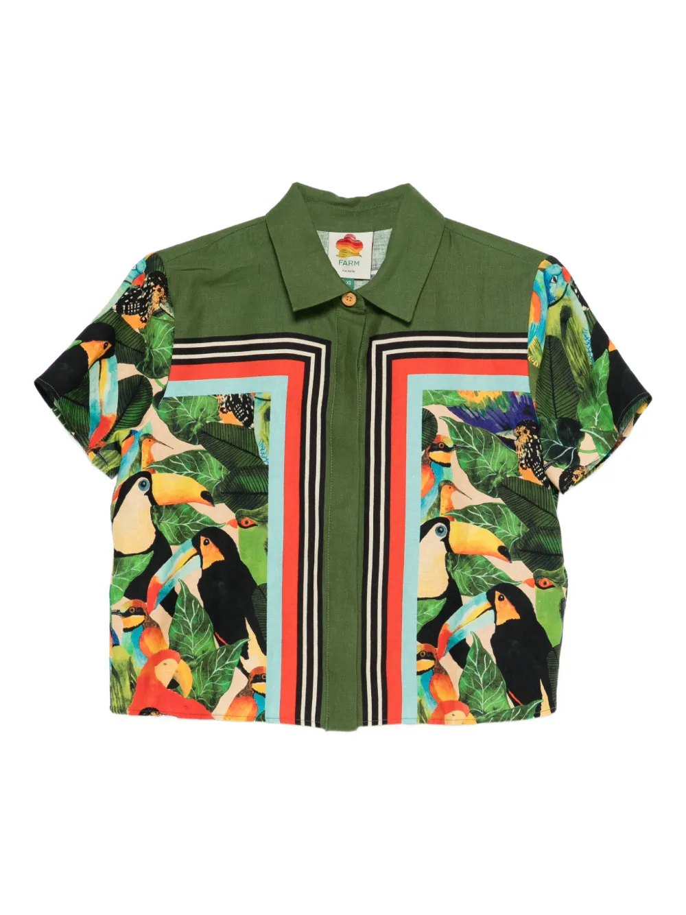 FARM Rio toucan-print short-sleeve shirt - Verde