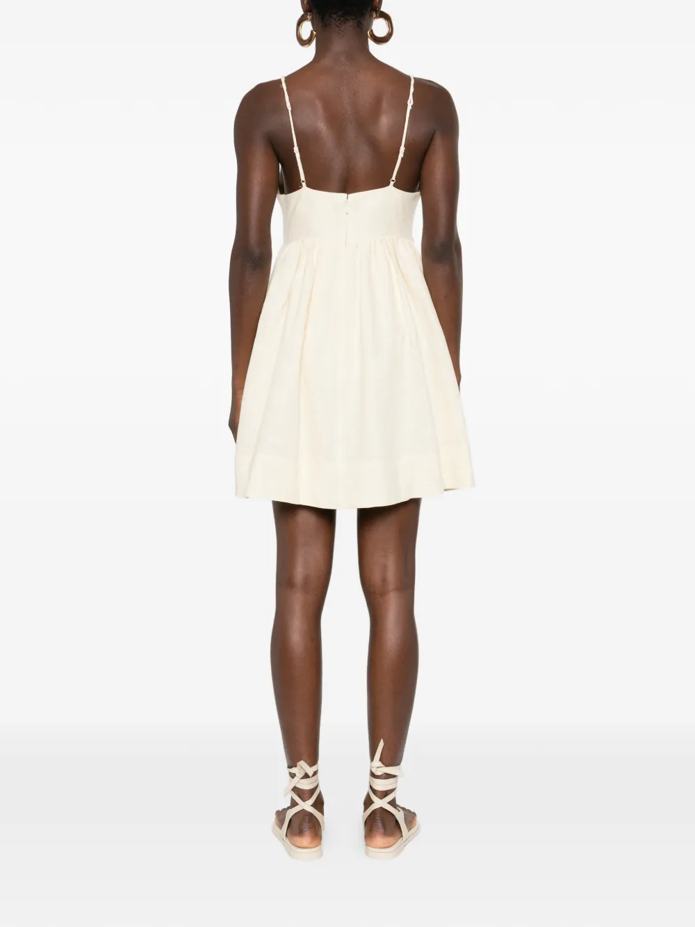 FARM Rio Mini-jurk met geborduurde palmboom Beige